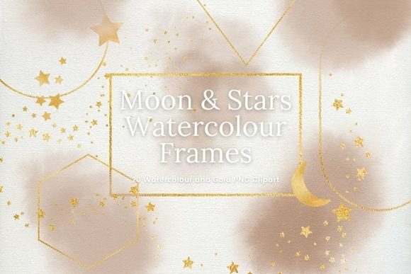 Beige Watercolour and Gold Frame Clipart