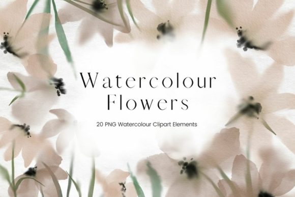 Brown and Beige Watercolour Flowers Illustrations