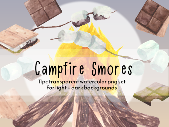 Campfire Smores Watercolor Clipart Set