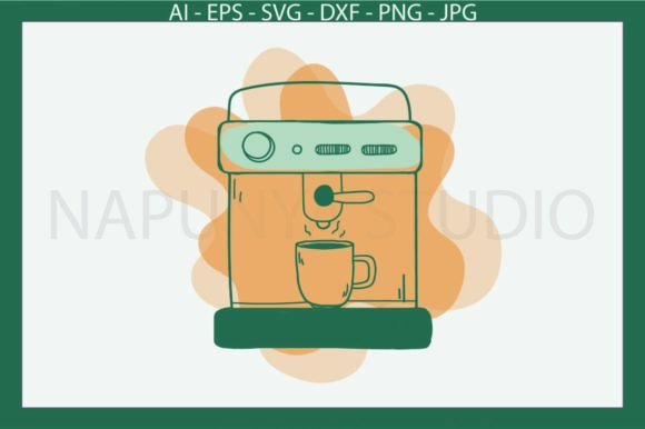 Coffee Machine Background Watercolor Svg for Illustrations
