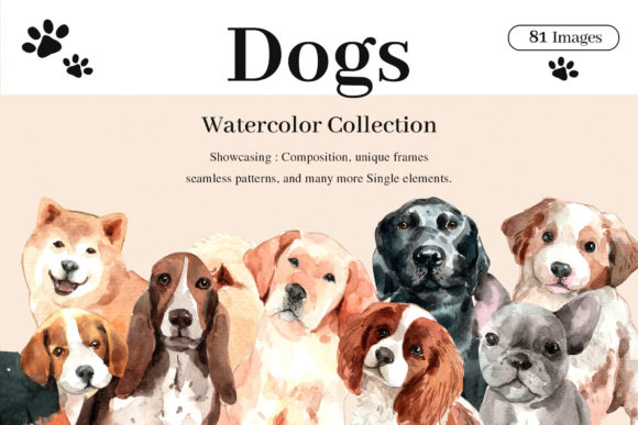 Dogs Adorable Pet Watercolor