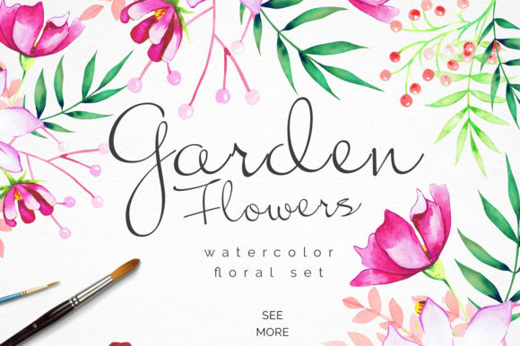 Garden Flowers Watercolor Set