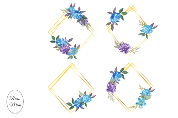 Geometric Frame Watercolor Flower