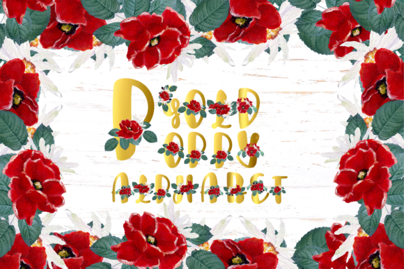 Light Gold Watercolor Poppy Alphabet