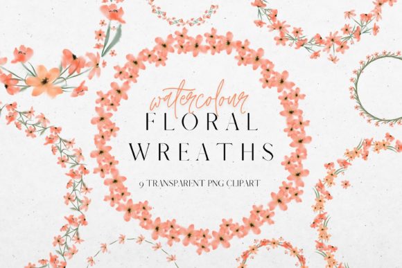 Orange Watercolour Flower Wreath Clipart