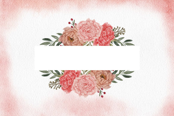 Peony Flower Frame Watercolor Border