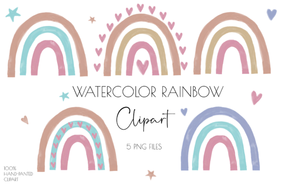 Rainbow Clipart,Watercolor Clipart,Paste Illustrations