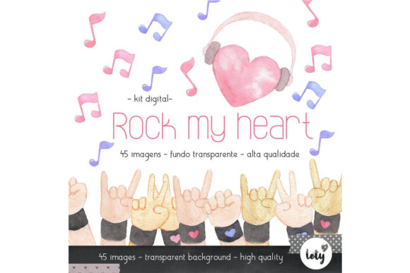 Rock My Heart Watercolor Clipart and Illustrations