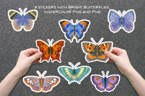 Stickers with Butterflies Watercolor