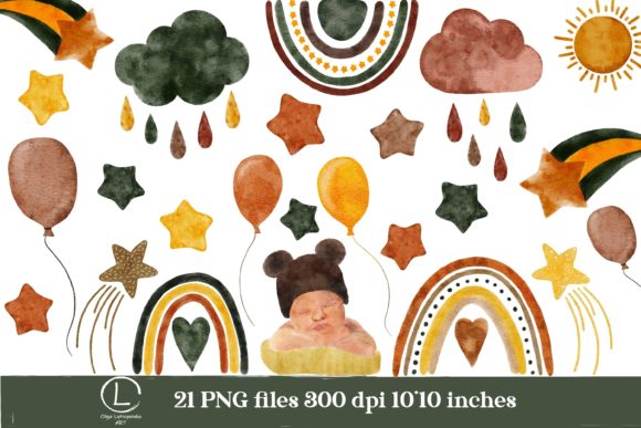 Watercolor Boho Baby Clipart: Soft Illustrations