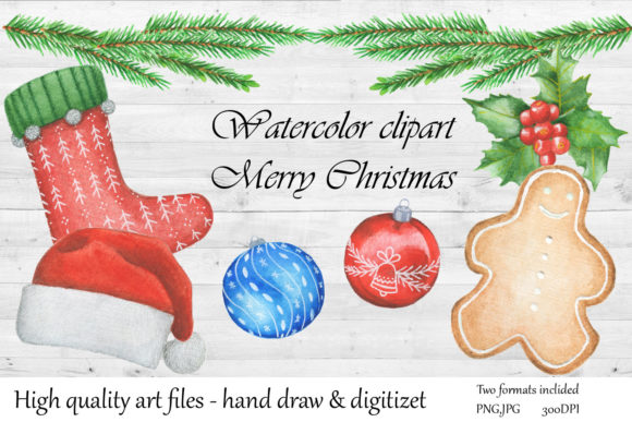 Watercolor Bundle Christmas Illustration