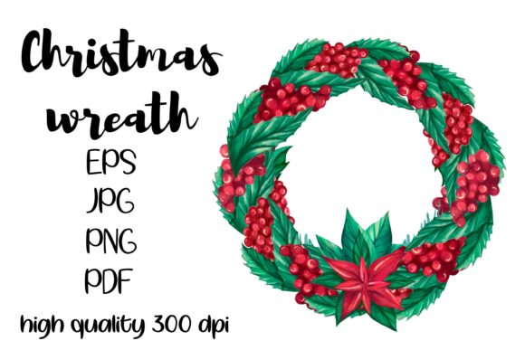 Watercolor Christmas Frame, Wreath PNG