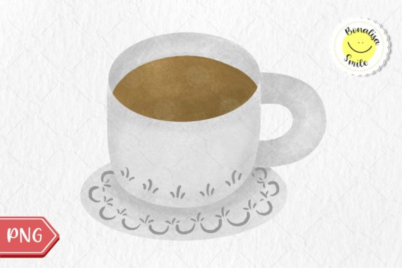 ☕ Watercolor Coffee in a Vintage Cup Illustrations
