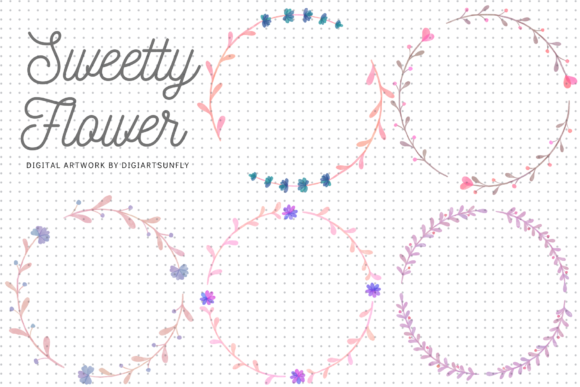 Watercolor Flower Wreath Graphic and Illustrations