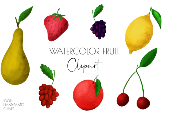 Watercolor Fruit Clipart, Illustrations