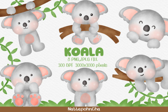 Watercolor Koala Clipart Bundle