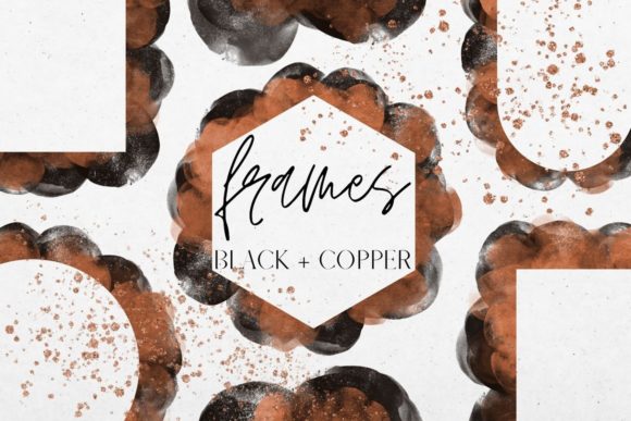 Watercolour Black and Copper Frames Illustrations