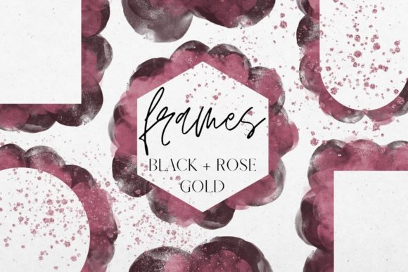 Watercolour Black and Rose Gold Frames Illustrations