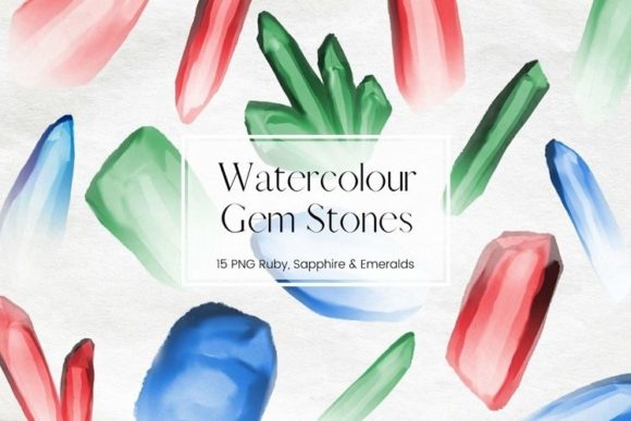 Watercolour Ruby, Sapphire and Emerald