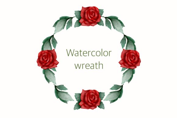 Wreath Rose Watercolor PNG and Illustrations